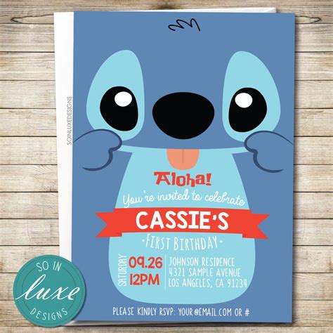 Stitch Birthday Party Invitation lilo & stitch themed cute | Etsy