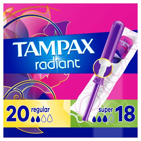 Tampax Radiant Tampons, Unscented, Regular/Super Absorbency, 38 Ct - Walmart.com - Walmart.com