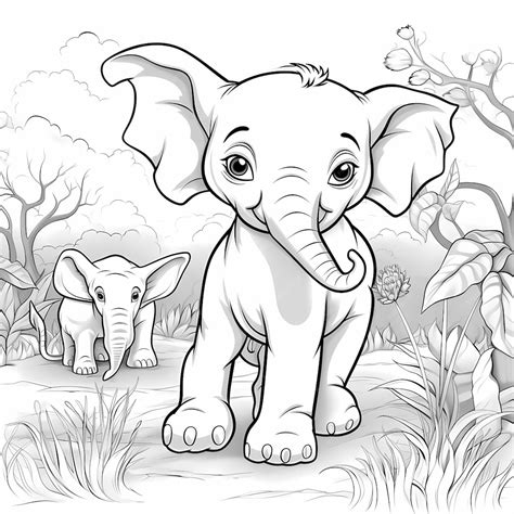 Premium AI Image | colouring pages for kids baby safari animals simple cute