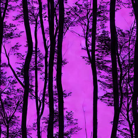 Creepy Forest Brown Trees Dark Sky Purple Glow Pattern · Creative Fabrica