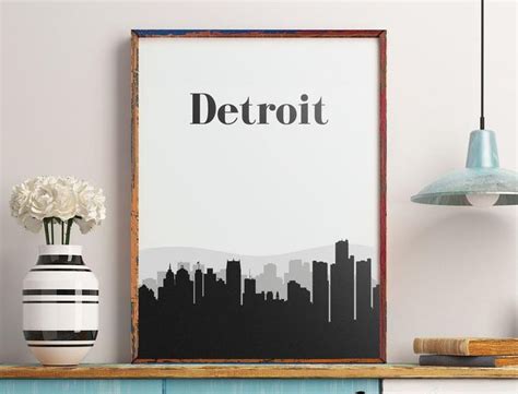 Detroit Wall Art Print Detroit Art Detroit Skyline Detroit - Etsy | Wall art prints, Detroit art ...