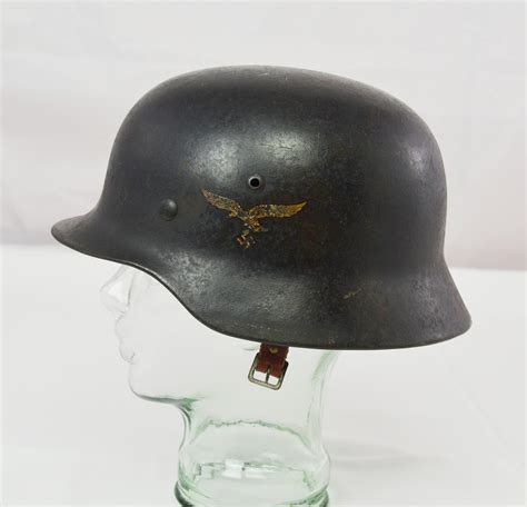 WW2 German Luftwaffe Original Double Decal M35 Helmet Unusual Large Size - Sally Antiques