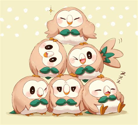 Have a stack of Rowlets! By Brushwood (しば). (https://t.co/6gc63WTCHT) #Pokemon #PokemonSunMoon # ...