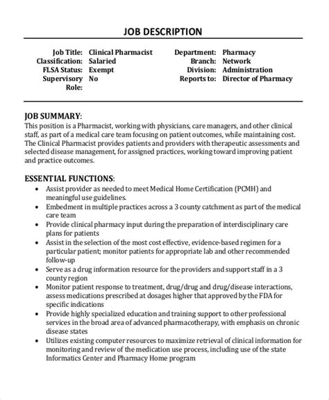 Clinical Pharmacist Responsibilities In A Resume - resumegd