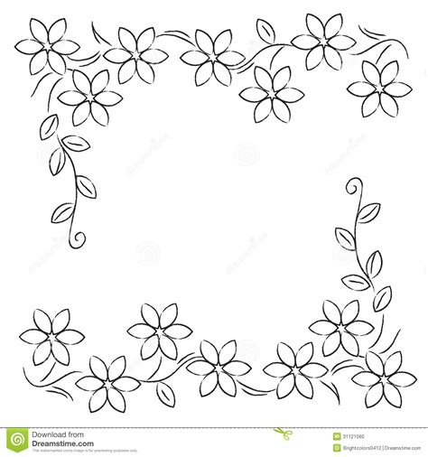 Illustration about Flower line border on white background. Illustration ...