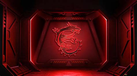 MSI technology company, red and dark logo with red toned lights 4K wallpaper download