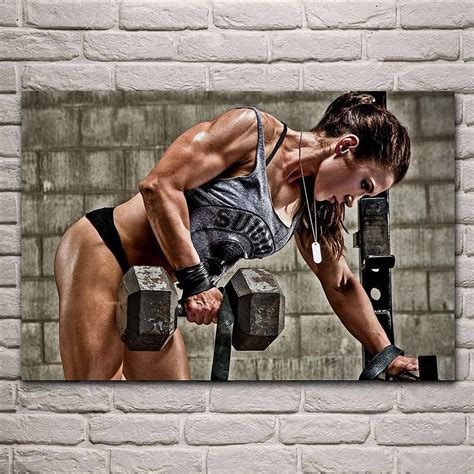 Bodybuilder woman muscles power female fitness EX346 Living room home wall modern art decor wood ...