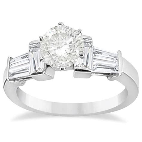 Baguette Diamond Engagement Ring Setting 14k White Gold 0.96ct - U8573