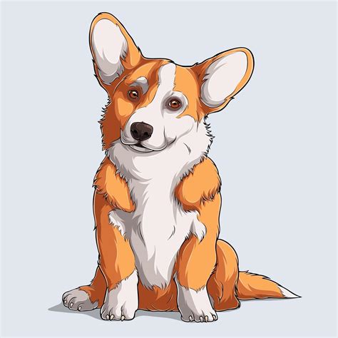 Cute Welsh corgi fluffy Pembroke dog sitting isolated 2223247 Vector ...