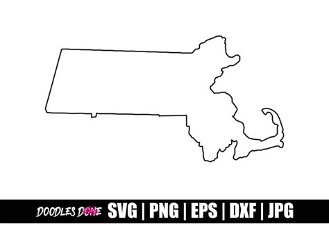 Massachusetts Outline Svg, Png, Eps, Dxf, Jpg Files, Clip Art, Vector ...