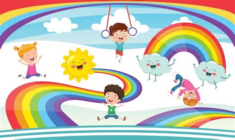 Premium Vector | Vector illustration of rainbow children