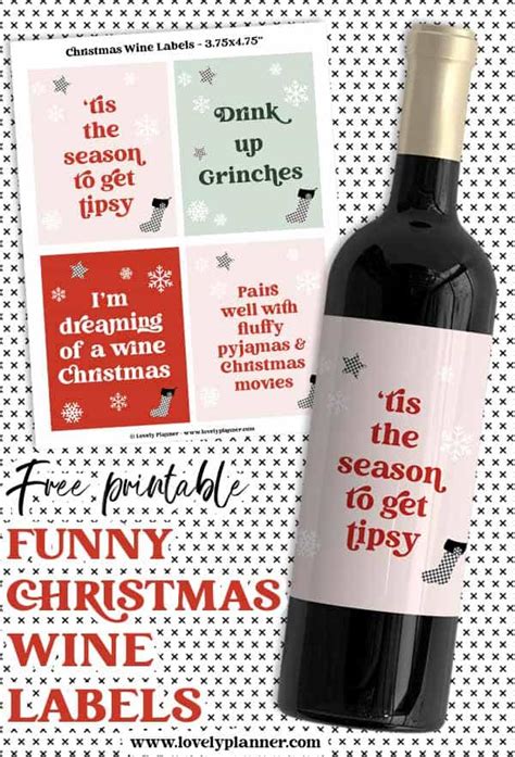 4 Free Printable Christmas Wine Labels - Lovely Planner