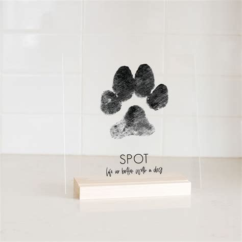 Paw Print Art Gift on Acrylic With Wood Stand Personalized - Etsy