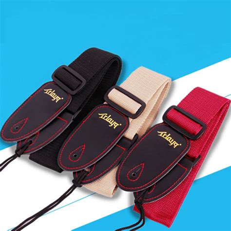 1PC Acoustic Electric Guitar Strap Leather Bass Guitar Strap red blue black beige Strap For ...