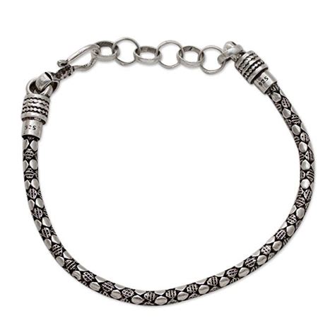 NOVICA .925 Sterling Silver Men's Chain Bracelet, 8" 'Serpent Shadow' | Sterling silver chain ...