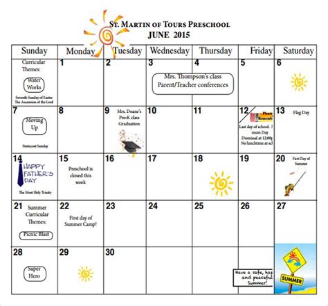 Preschool Calendar Templates - 9+ Download Free Documents in PDF