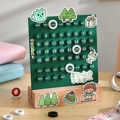Comihome Wooden Desk Calendar - Perpetual Planner Calendar with DIY event stickers - Unique ...
