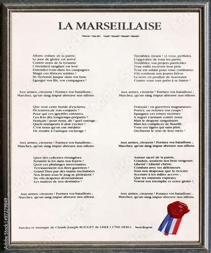 La Marseillaise, hymne national de la France Stock Photo | Adobe Stock