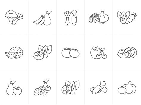 Fruit and Vegetables Vector Icons