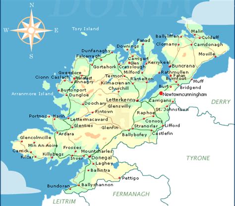 map of Donegal | Town map, Derry, Donegal