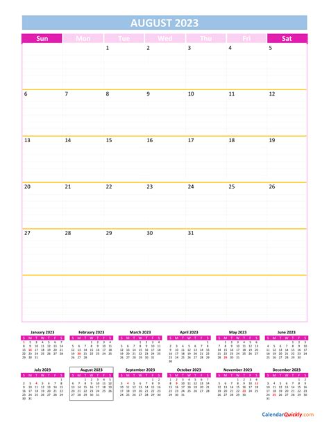 August Calendar 2023 Vertical | Calendar Quickly