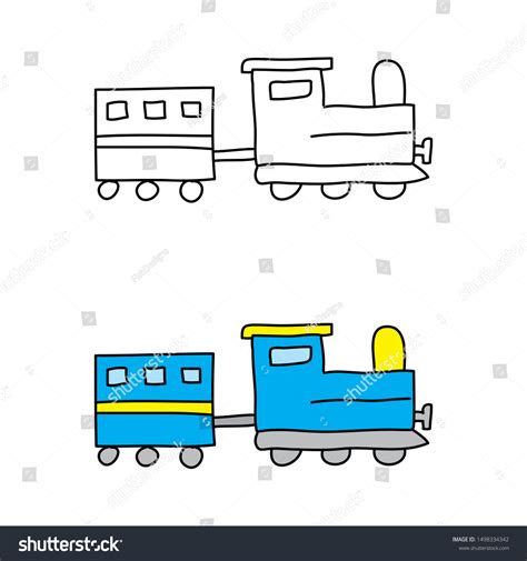 Cartoon Drawing Locomotive Stock Vector (Royalty Free) 1498334342 ...