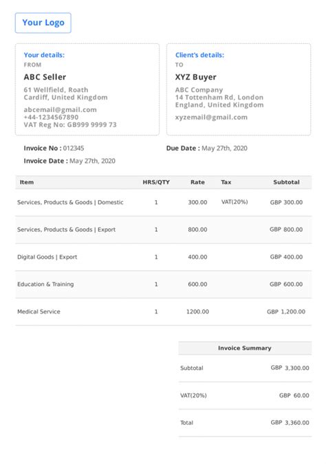 UK Invoice Template 📝 | Free Invoice Generator