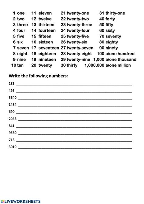 Big numbers | English worksheets for kids, Number worksheets, Teaching numbers