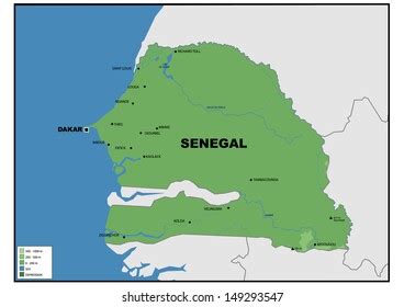 Physical Map Senegal Stock Illustration 149293547 | Shutterstock