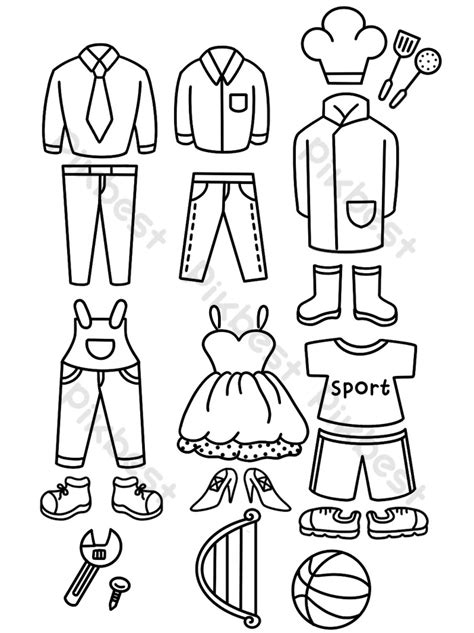 Cute Cartoon Drawing Work Clothes | PSD PNG Images Free Download - Pikbest