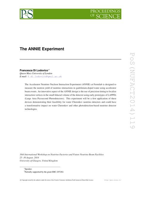 (PDF) The ANNIE Experiment