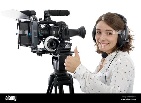 beautiful young woman with DSLR video camera Stock Photo - Alamy