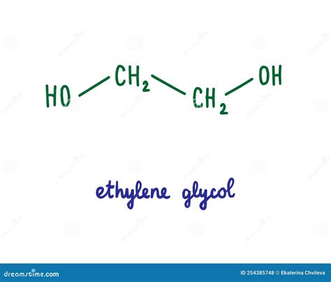 Ethylene Glycol Hand Drawn Vector Formula Chemical Structure Lettering ...