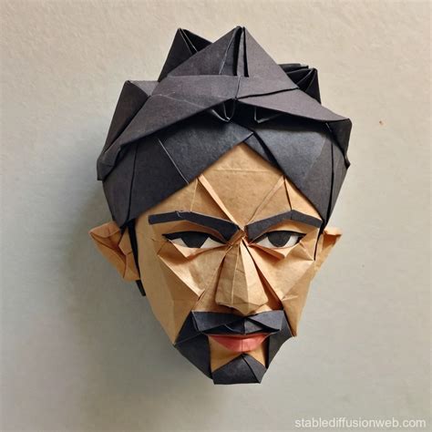 3D Origami Portrait of Indian Individual | Stable Diffusion Online