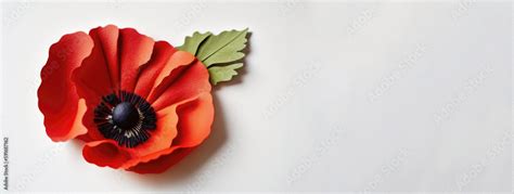 Red poppy symbol emblem for World War Victims Remembrance Day. Red poppy flowers cut out of ...