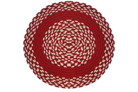 Red & Cream - Red Band - Round Braided Rug