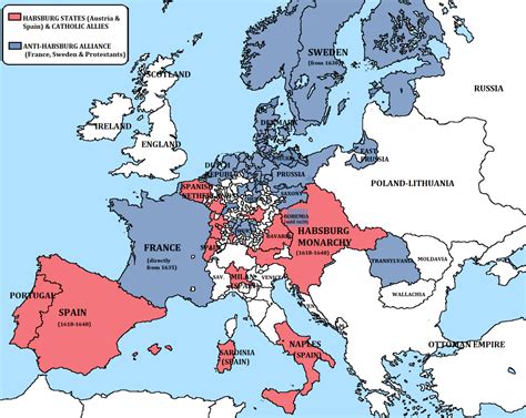 Alliances during Thirty Years’ War, 1618-1648. - Maps on the Web