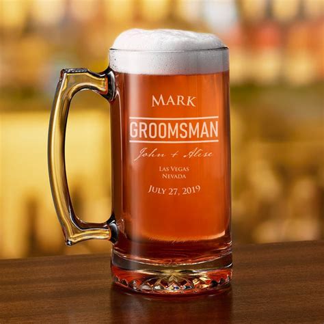 Engraved Groomsmen Beer Mug – Groomsday