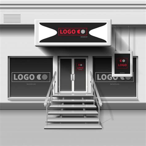 Shop Exterior Template. 3d Storefront With Entrance Door | Entrance ...