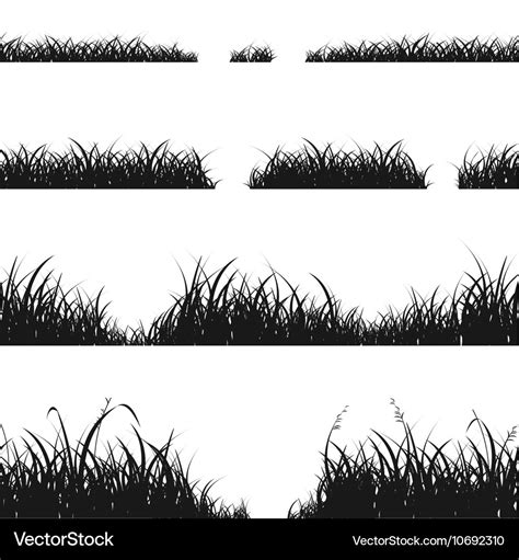 Set of Black Grass Silhouette Royalty Free Vector Image