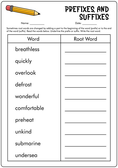 Prefix And Suffix Worksheets