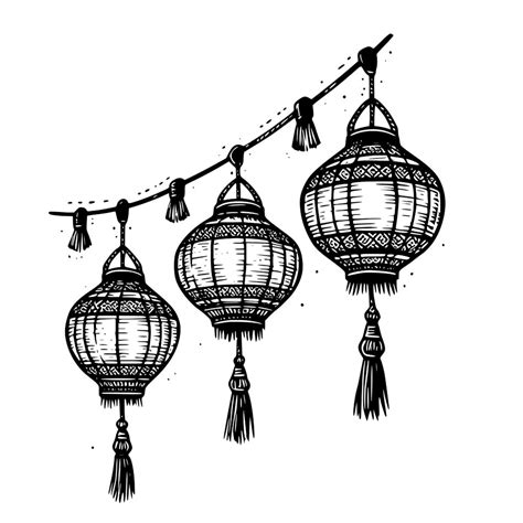 Hanging Lanterns SVG Graphic for Cricut, Silhouette, Laser Projects