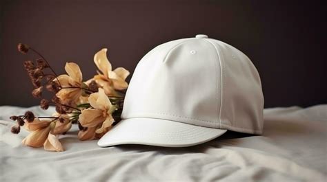 AI generated white Cap with blank front, realistic on a mockup template ...