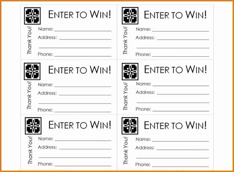 Printable Raffle Entry Form Template