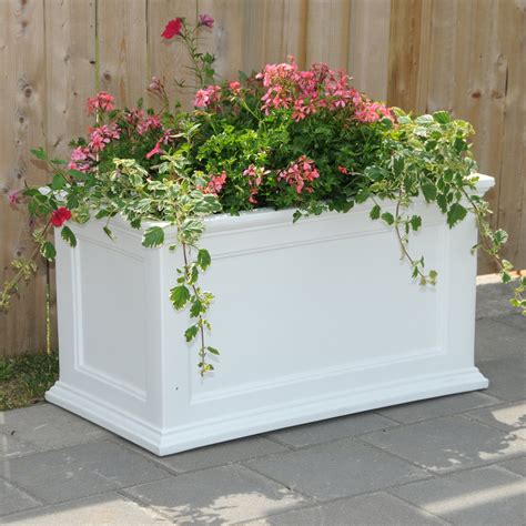 Fairfield Patio Planter 20x36 White Plastic Box Raised Outdoor Garden ...