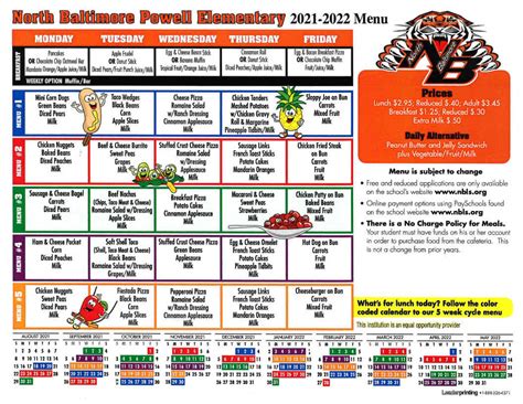 Lunch Menu – North Baltimore Local Schools