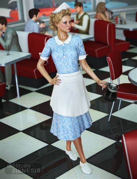 Diner Waitress for Genesis Female | Uniforms Costumes for Daz Studio and Poser