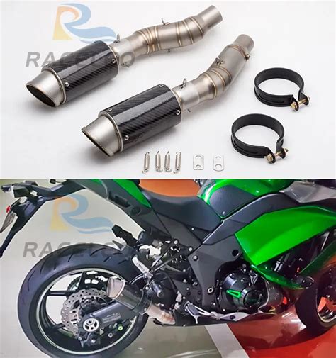 Modified motorcycle exhaust pipe middle pipe Z1000 2010 2016 carbon fiber Z1000 exhaust two ...