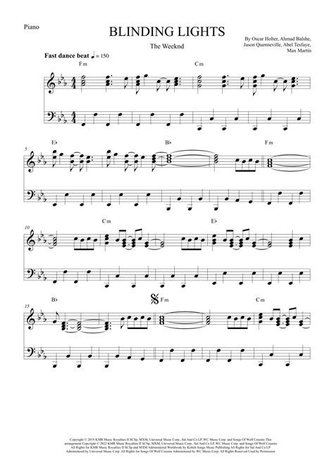 Blinding Lights (arr. The Sheet Music Library) Sheet Music | The Weeknd ...