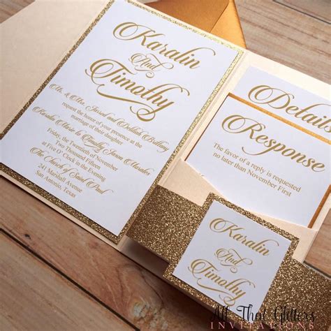 DIY Rose Gold Glitter Wedding Invitations Gold #2570387 - Weddbook